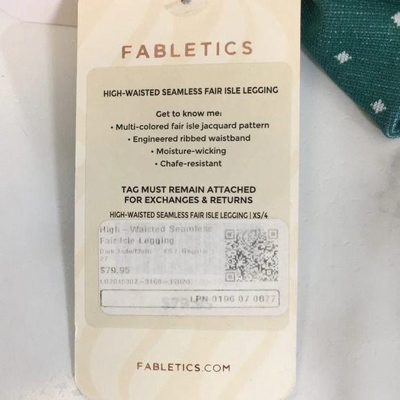 Fabletics Legging Womens XS 4 Green High-Waisted Seamless Fair Isle Dark Jade - Picture 8 of 15